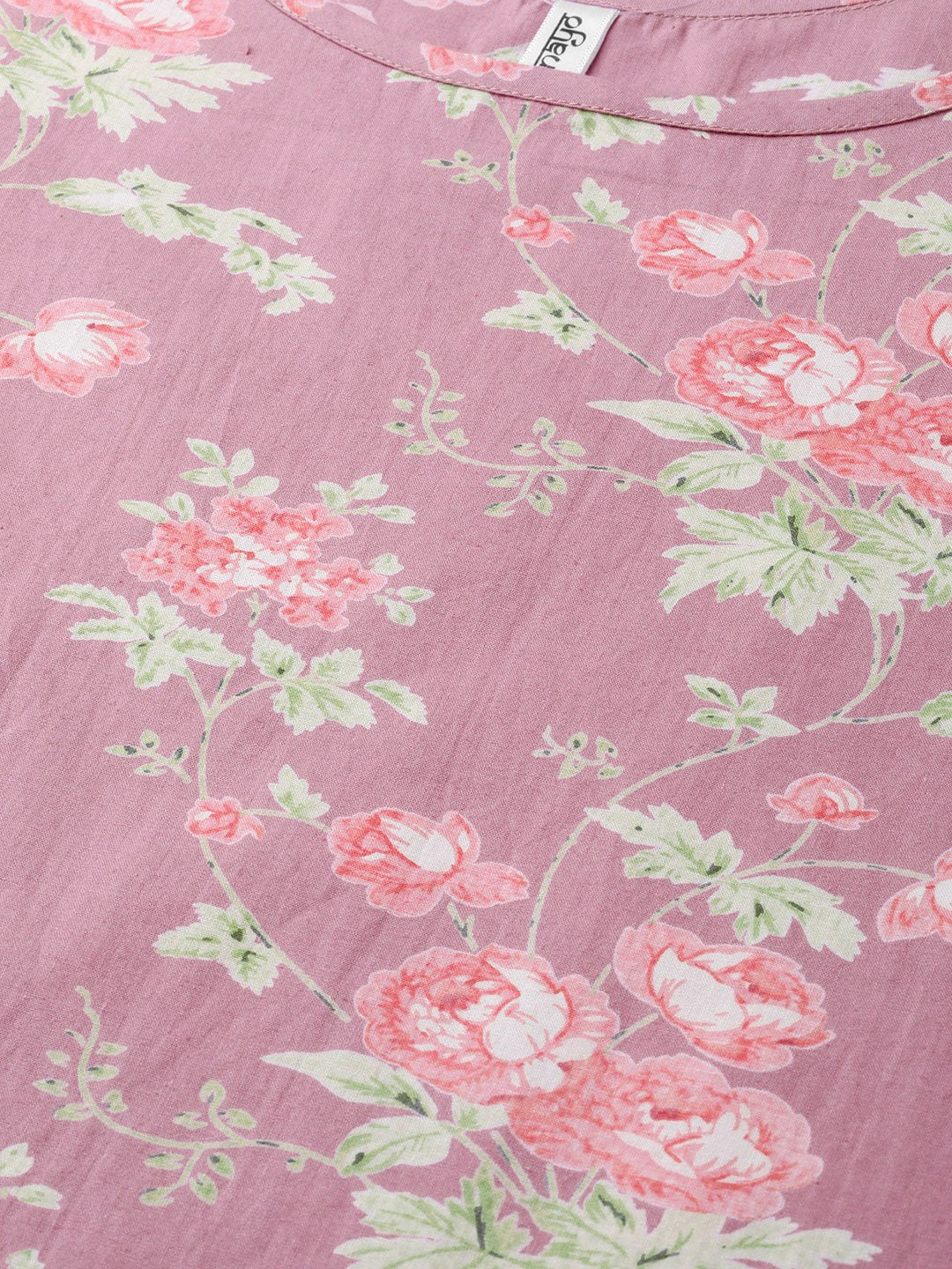 Women Pink & Green Straight Floral Printed Kurta And Skirt Set | LASVINI - Redefining Indian Fashion with Elegance