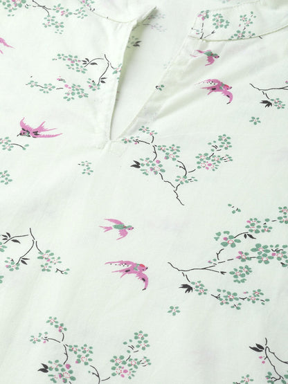 Women Green & Pink Straight Floral Printed Kurta And Skirt Set | LASVINI - Redefining Indian Fashion with Elegance