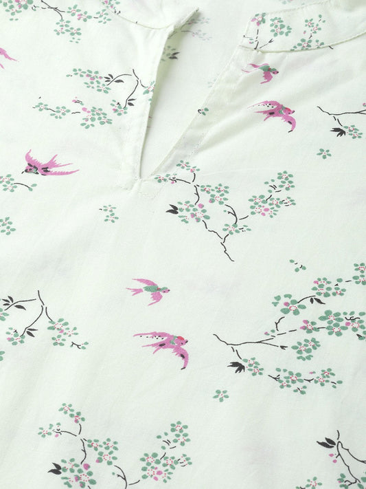 Women Green & Pink Straight Floral Printed Kurta And Skirt Set | LASVINI - Redefining Indian Fashion with Elegance