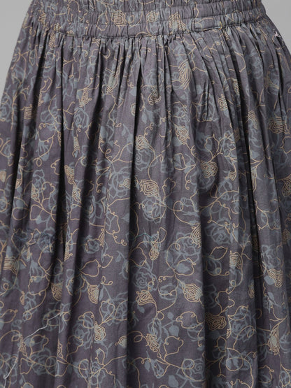 Women Green & Pink Straight Floral Printed Kurta And Skirt Set | LASVINI - Redefining Indian Fashion with Elegance