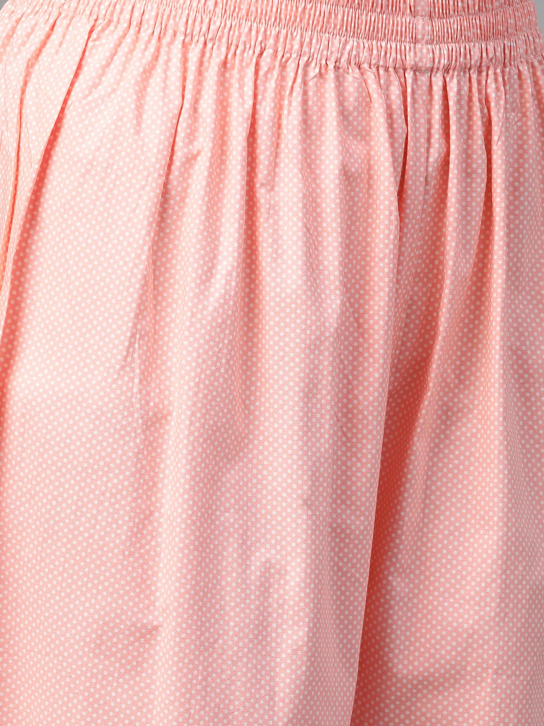 Women Off White & Peach Straight Floral Printed Kurta And Palazzos Set | LASVINI - Redefining Indian Fashion with Elegance