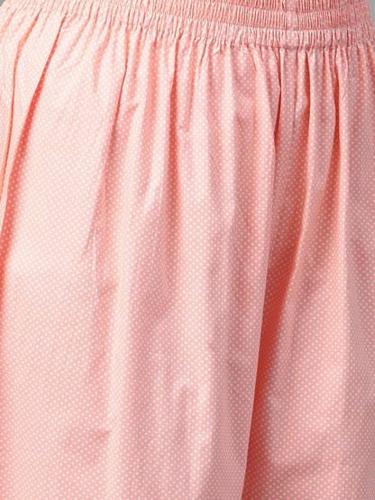 Women Off White & Peach Straight Floral Printed Kurta And Palazzos Set | LASVINI - Redefining Indian Fashion with Elegance