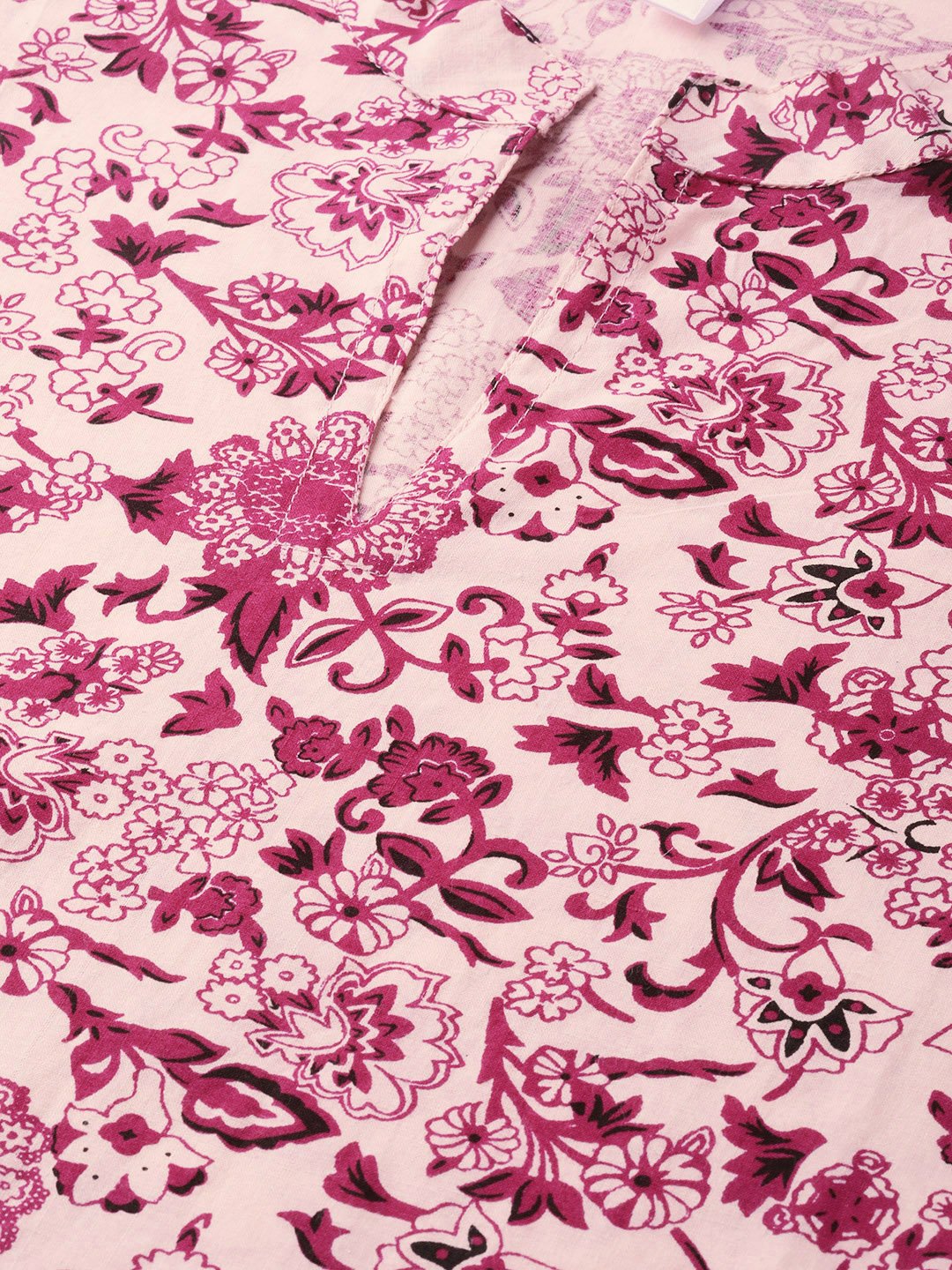 Women Pink & Burgundy Straight Floral Printed Kurta And Palazzos Set | LASVINI - Redefining Indian Fashion with Elegance