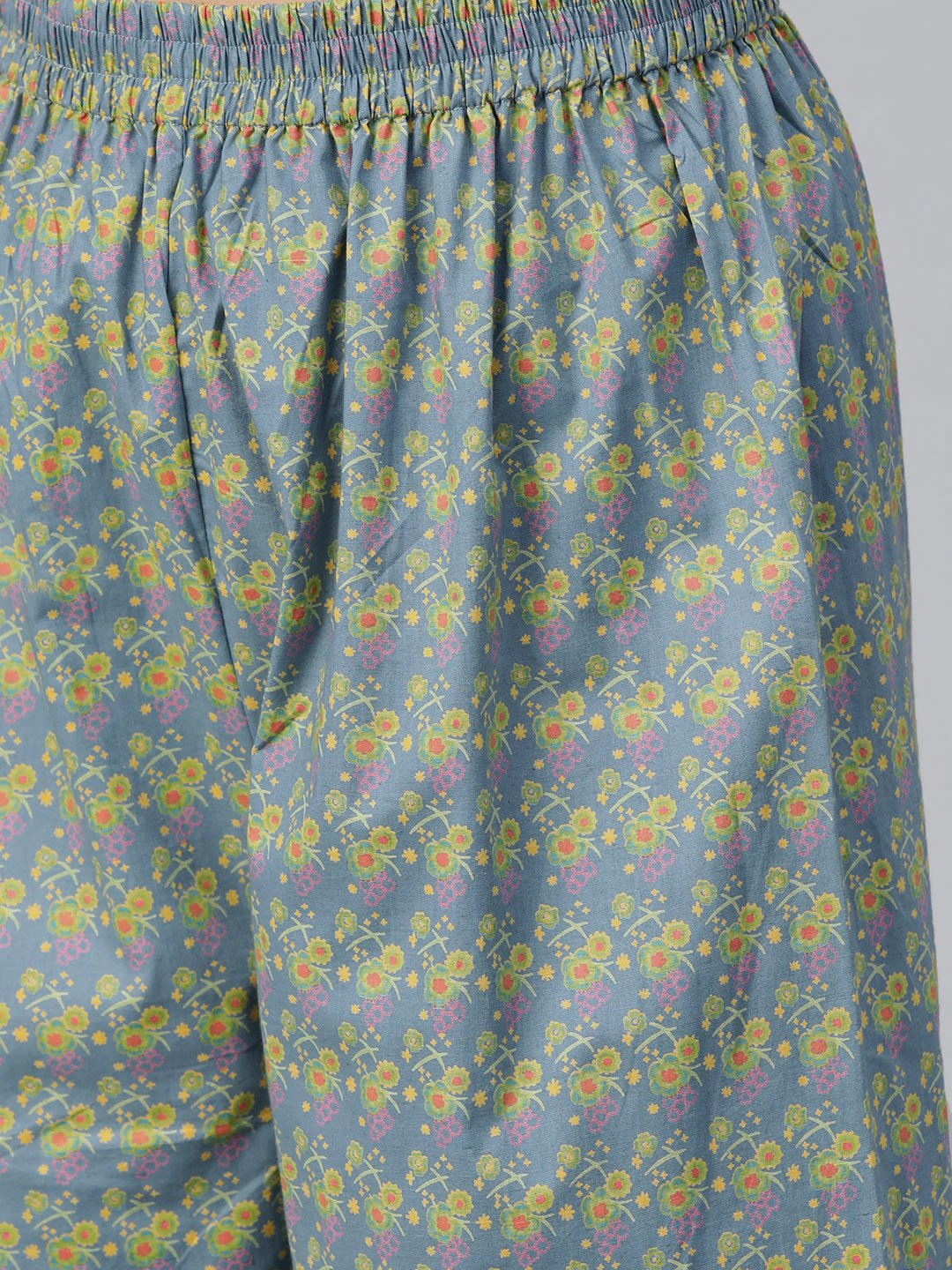 Women Teal & Green Straight Floral Printed Kurta And Palazzos Set | LASVINI - Redefining Indian Fashion with Elegance