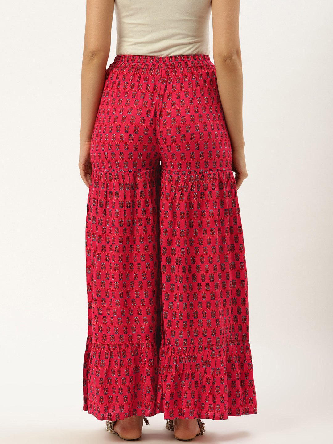 Women Coral Floral Printed Cotton Flared Sharara | LASVINI - Redefining Indian Fashion with Elegance