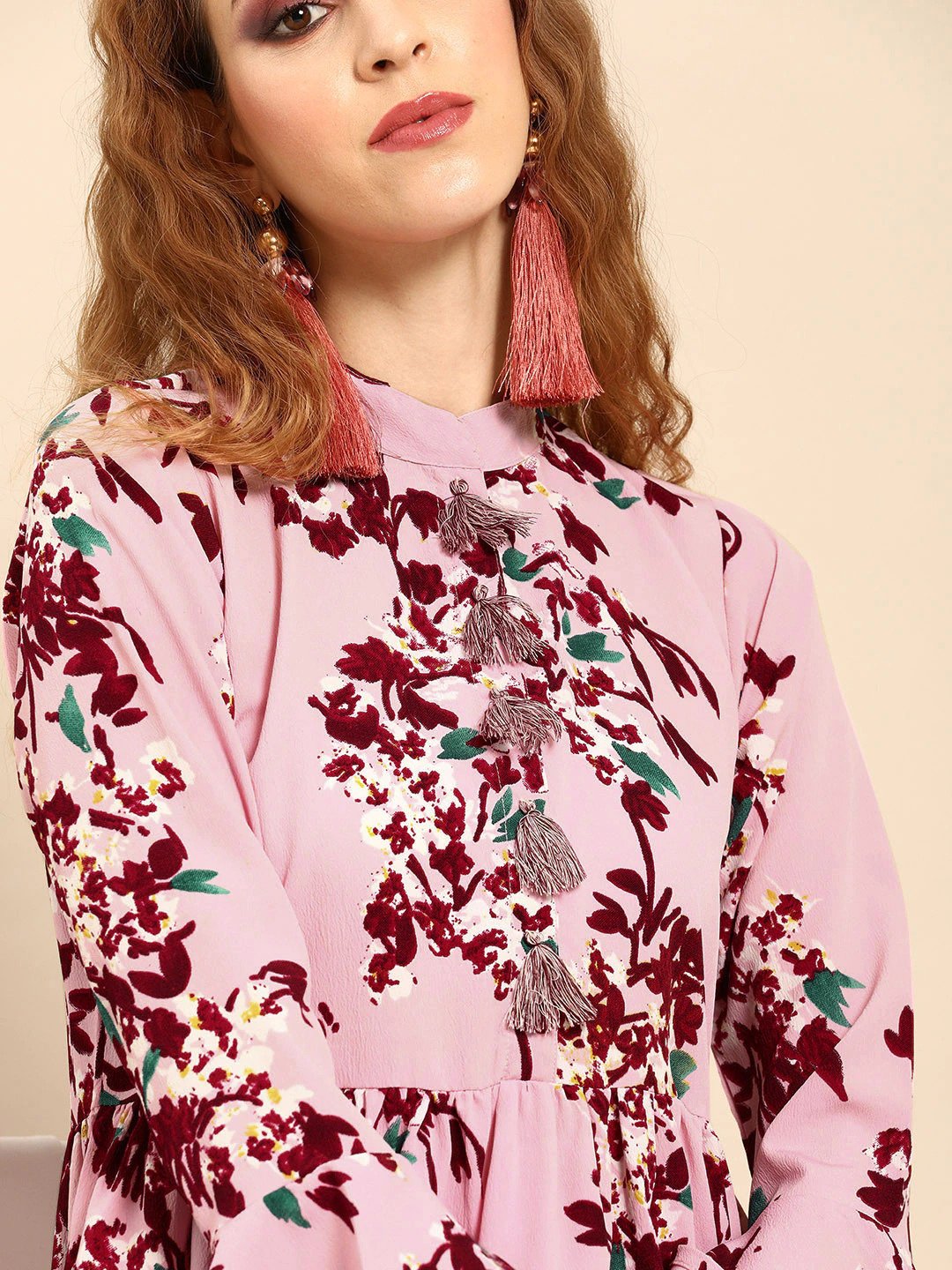 Women Pink & Maroon Printed Kurta With Dhoti Pants | LASVINI - Redefining Indian Fashion with Elegance