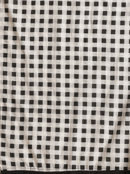 Women Black Checked Saree With 3/4Th Sleeve Blouse | LASVINI - Redefining Indian Fashion with Elegance