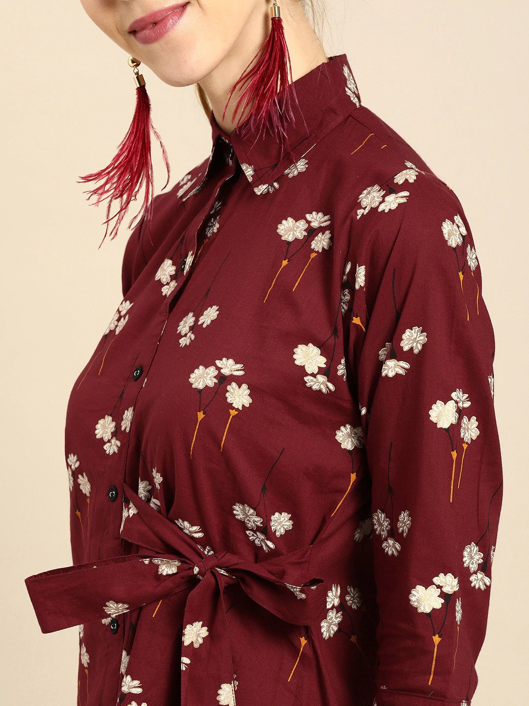 Women Asymmetric Tunic With Front Tie-Up Detail | LASVINI - Redefining Indian Fashion with Elegance