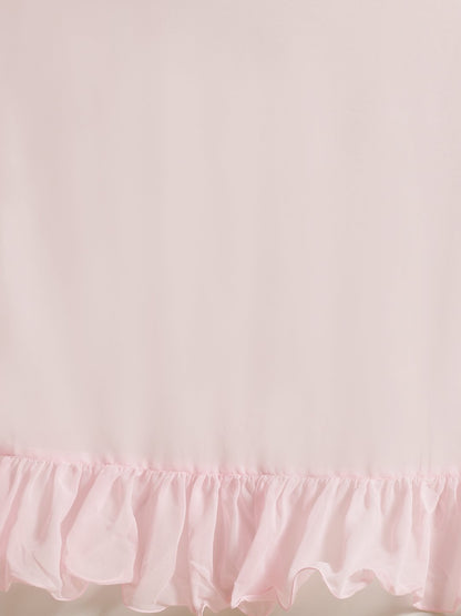 Women Pink Ruffle Saree With Semi Stiched Blouse | LASVINI - Redefining Indian Fashion with Elegance