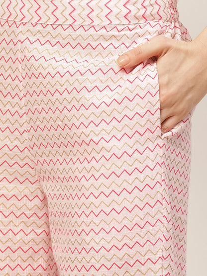 Women Pink Printed Palazzo Saree And Blouse With Tie-Up Detail | LASVINI - Redefining Indian Fashion with Elegance