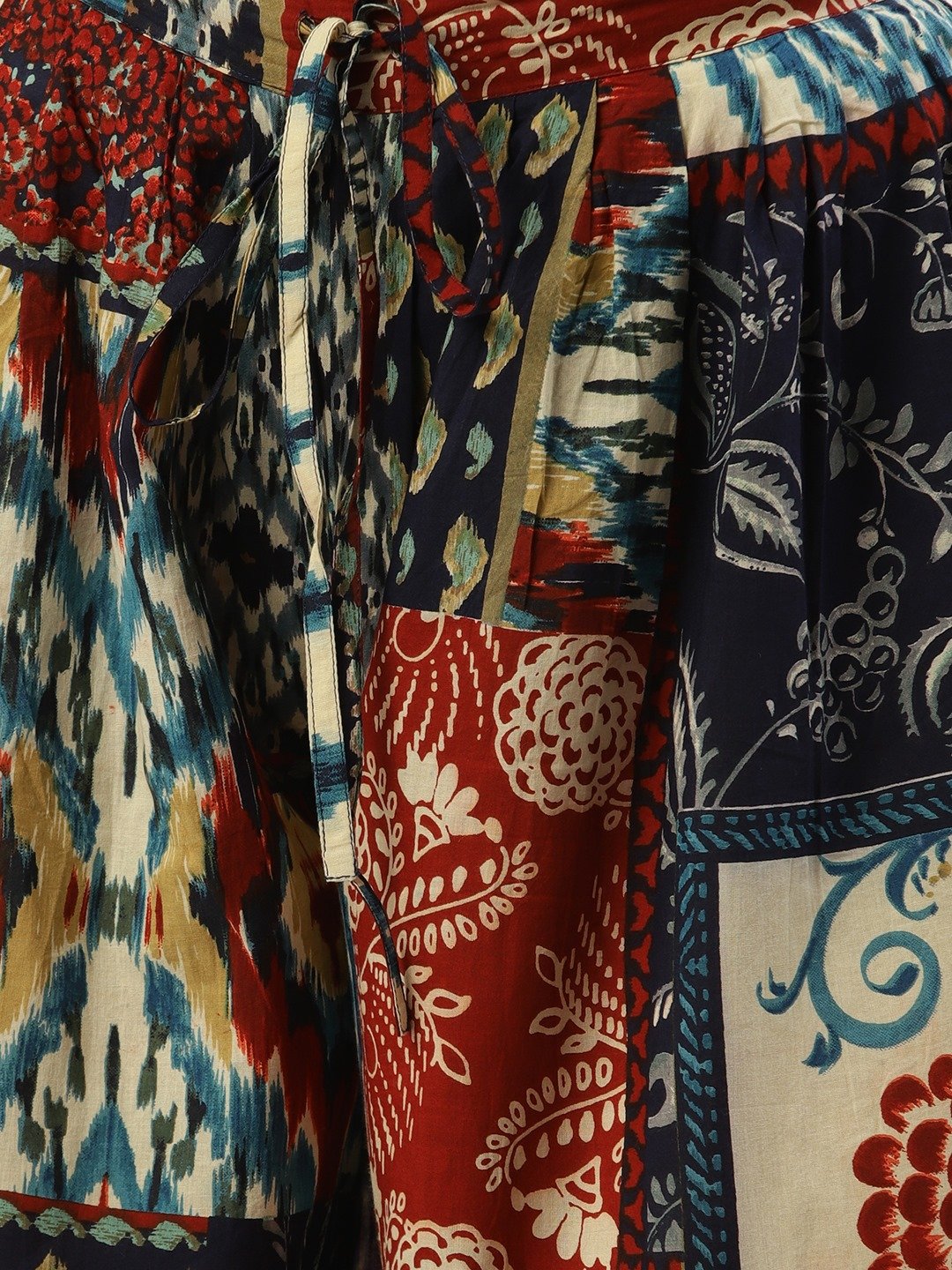 Women Multi Abstract Printed Cotton Flared Palazzo | LASVINI - Redefining Indian Fashion with Elegance