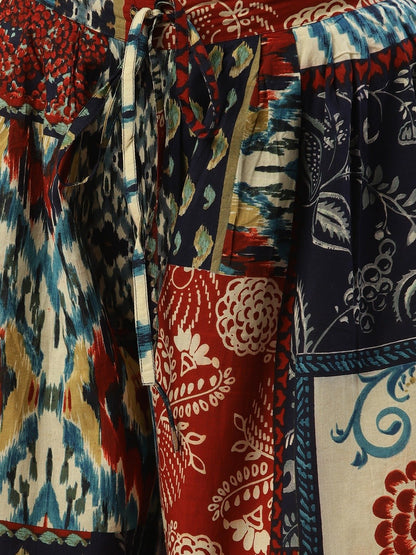 Women Multi Abstract Printed Cotton Flared Palazzo | LASVINI - Redefining Indian Fashion with Elegance