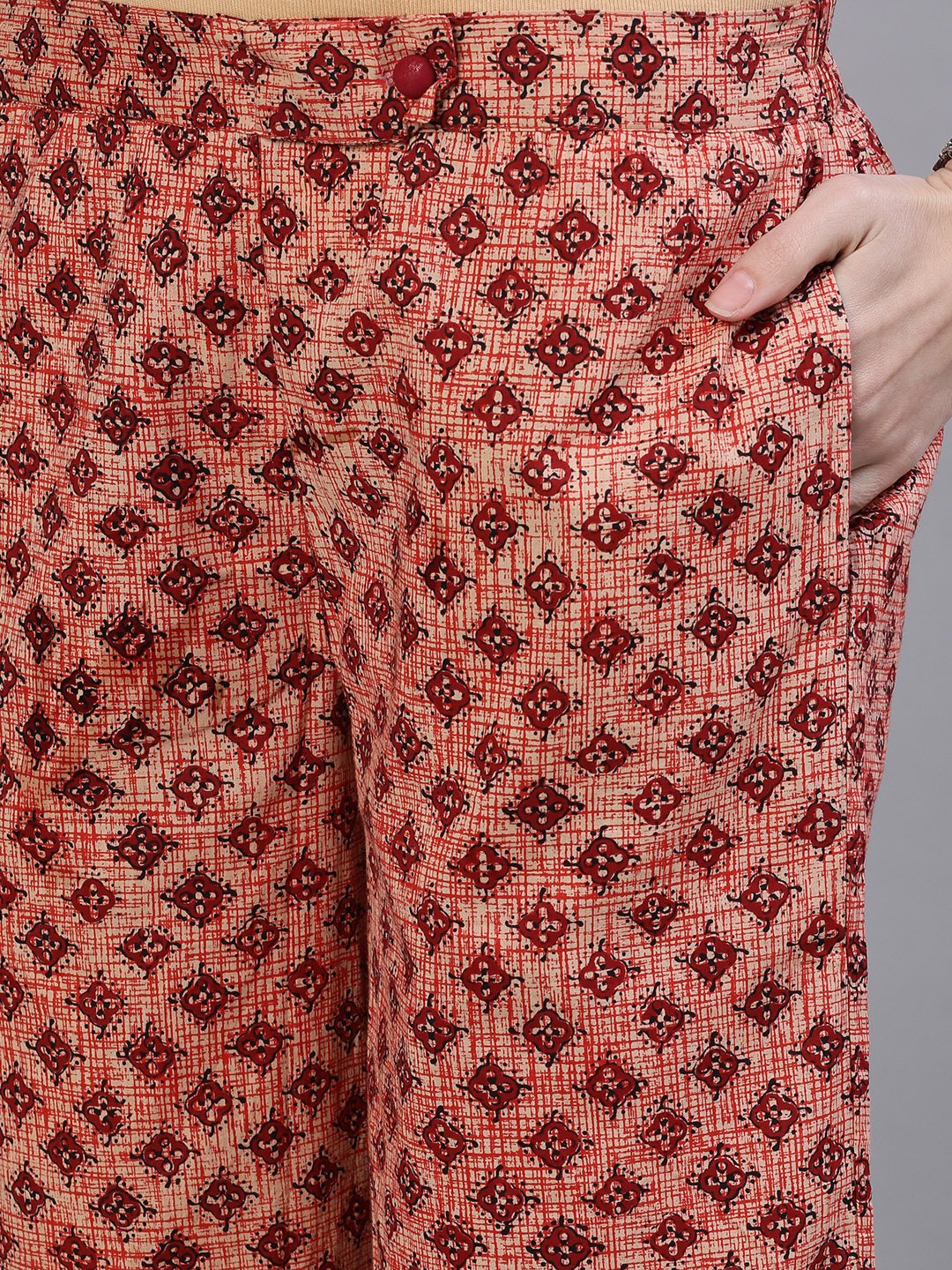 Women Brown Printed Cotton Palazzo | LASVINI - Redefining Indian Fashion with Elegance