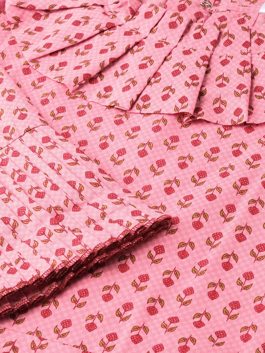 Women Pink Calf Length Three-Quarter Sleeves Straight Ethnic Motifs Printed  Kurta | LASVINI - Redefining Indian Fashion with Elegance