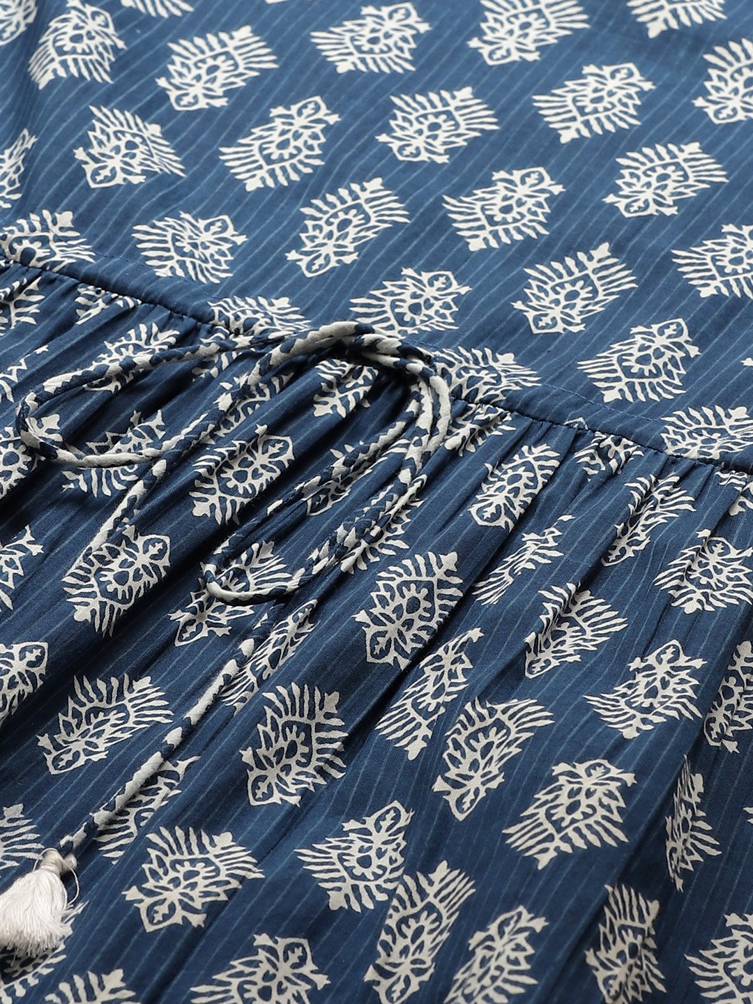 Women Indigo Three-Quarter Sleeves Flared Kurta And Dhoti Pant Set | LASVINI - Redefining Indian Fashion with Elegance