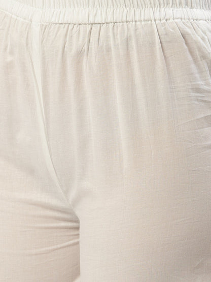 Women Off White Three-Quarter Sleeves Flared Kurta And Palazzo Set | LASVINI - Redefining Indian Fashion with Elegance