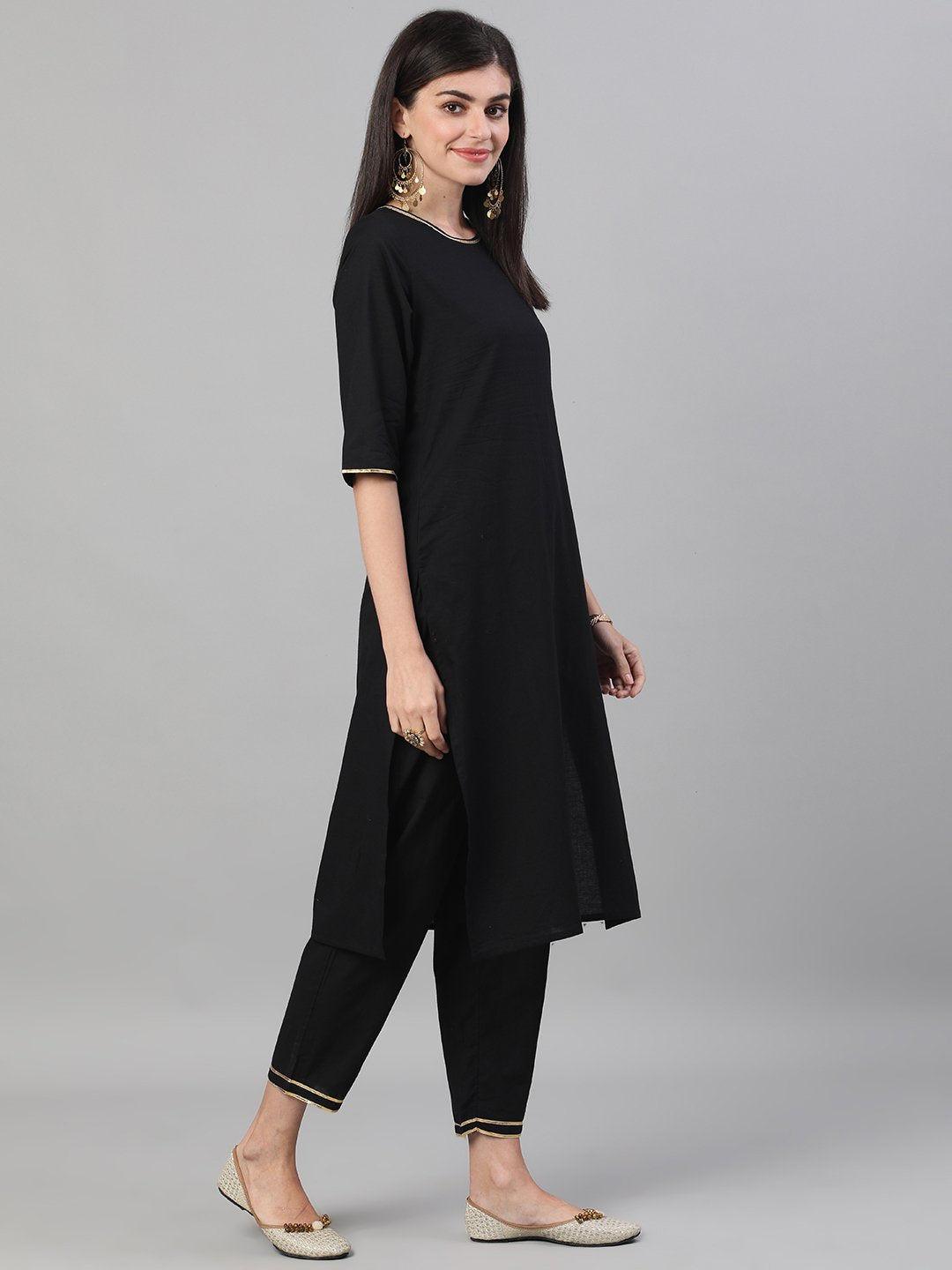 Women Black Kurta With Plazo & Printed Dupatta | LASVINI - Redefining Indian Fashion with Elegance