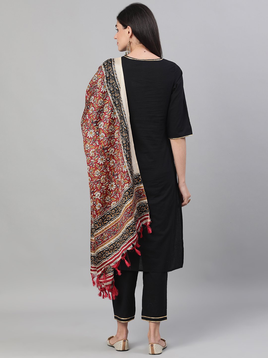 Women Black Kurta With Plazo & Printed Dupatta | LASVINI - Redefining Indian Fashion with Elegance