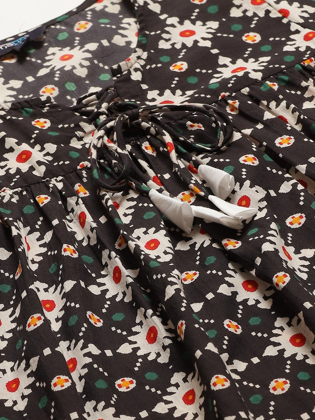 Women Black Three-Quarter Sleeves Flared Kurta With Trouser | LASVINI - Redefining Indian Fashion with Elegance