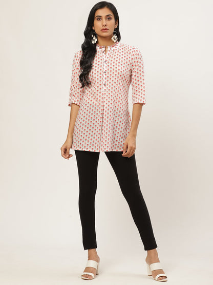 Women White Floral Print Tunic | LASVINI - Redefining Indian Fashion with Elegance