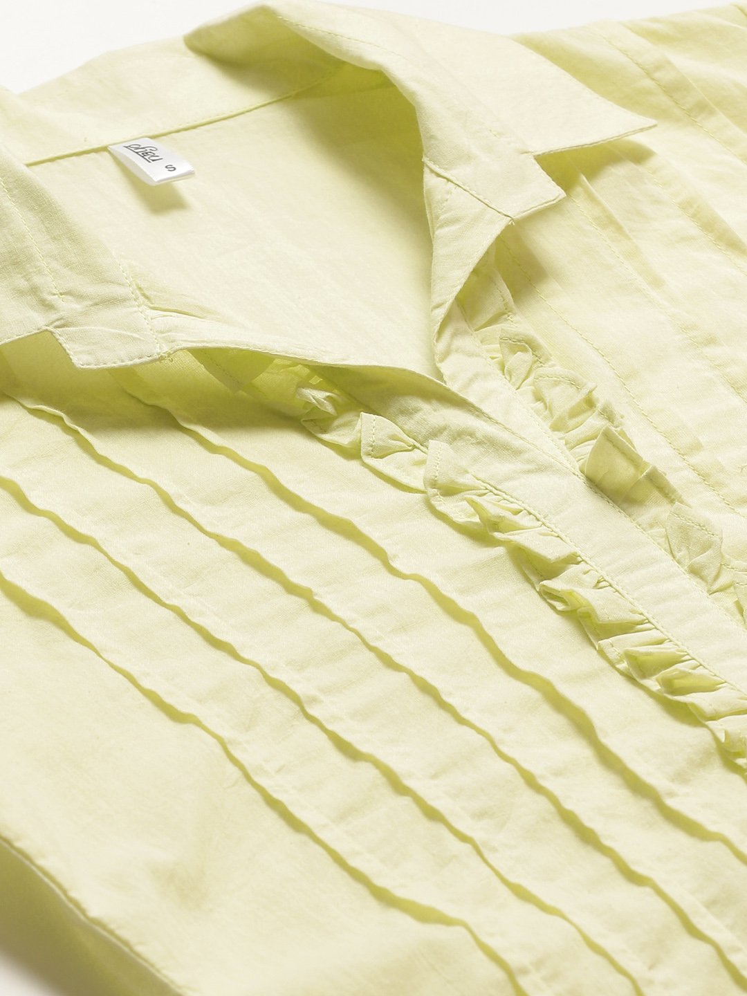 Women Limeyellow Calf Length Three-Quarter Sleeves Straight Solid Solid Cotton Kurta | LASVINI - Redefining Indian Fashion with Elegance