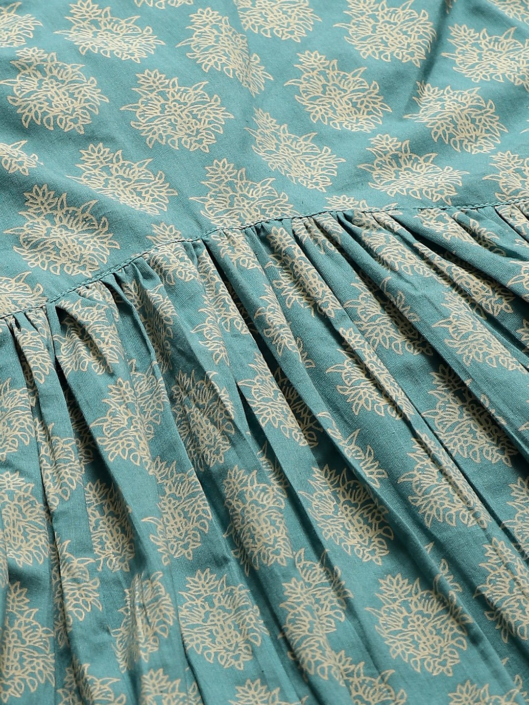 Women Turq Printed Tie-Up Tunic | LASVINI - Redefining Indian Fashion with Elegance