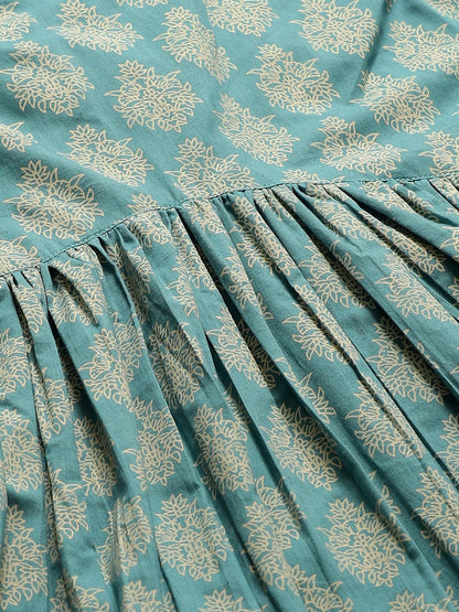 Women Turq Printed Tie-Up Tunic | LASVINI - Redefining Indian Fashion with Elegance