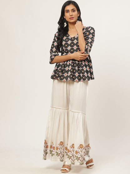 Women Black And Multi Printed Tunic | LASVINI - Redefining Indian Fashion with Elegance