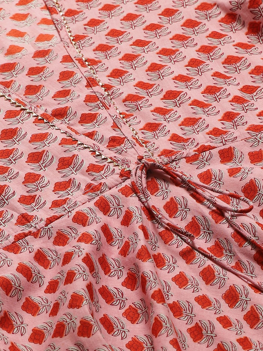 Women Pink Floral Printed Square Neck Cotton Fit And Flare Dress | LASVINI - Redefining Indian Fashion with Elegance