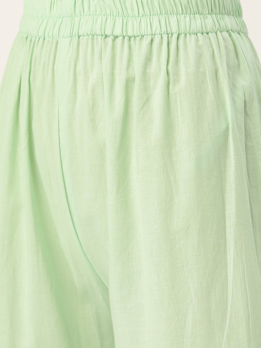 Women Green Three-Quarter Sleeves Flared Kurta And Sharara Set | LASVINI - Redefining Indian Fashion with Elegance