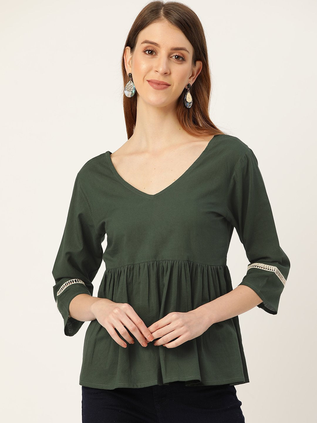Women Green Peplum Top | LASVINI - Redefining Indian Fashion with Elegance