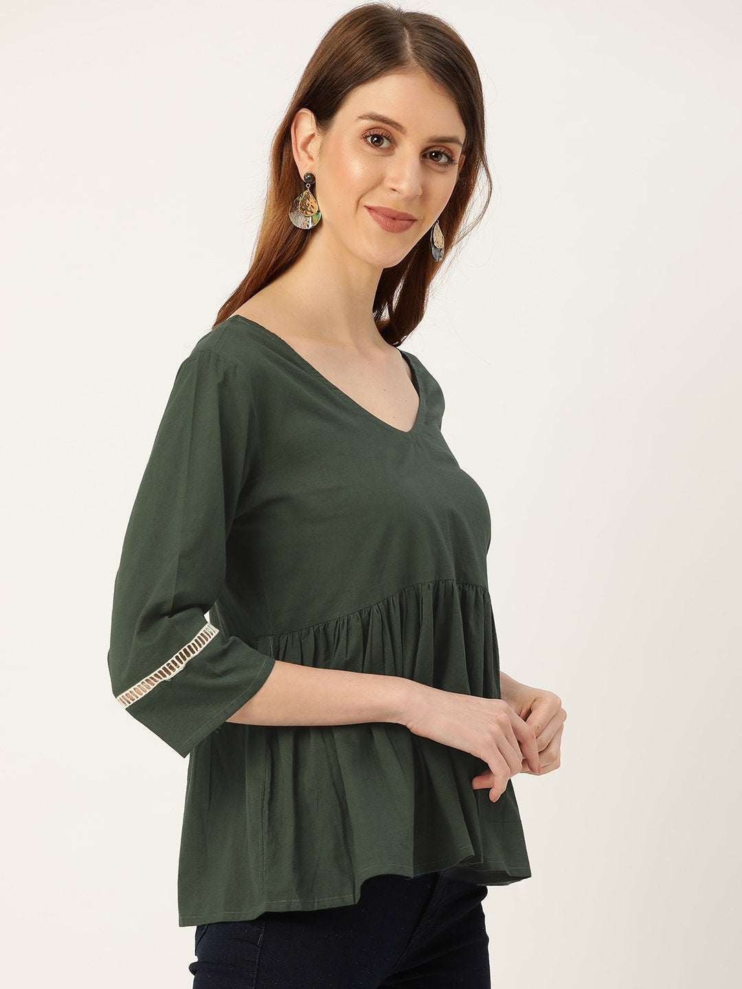 Women Green Peplum Top | LASVINI - Redefining Indian Fashion with Elegance