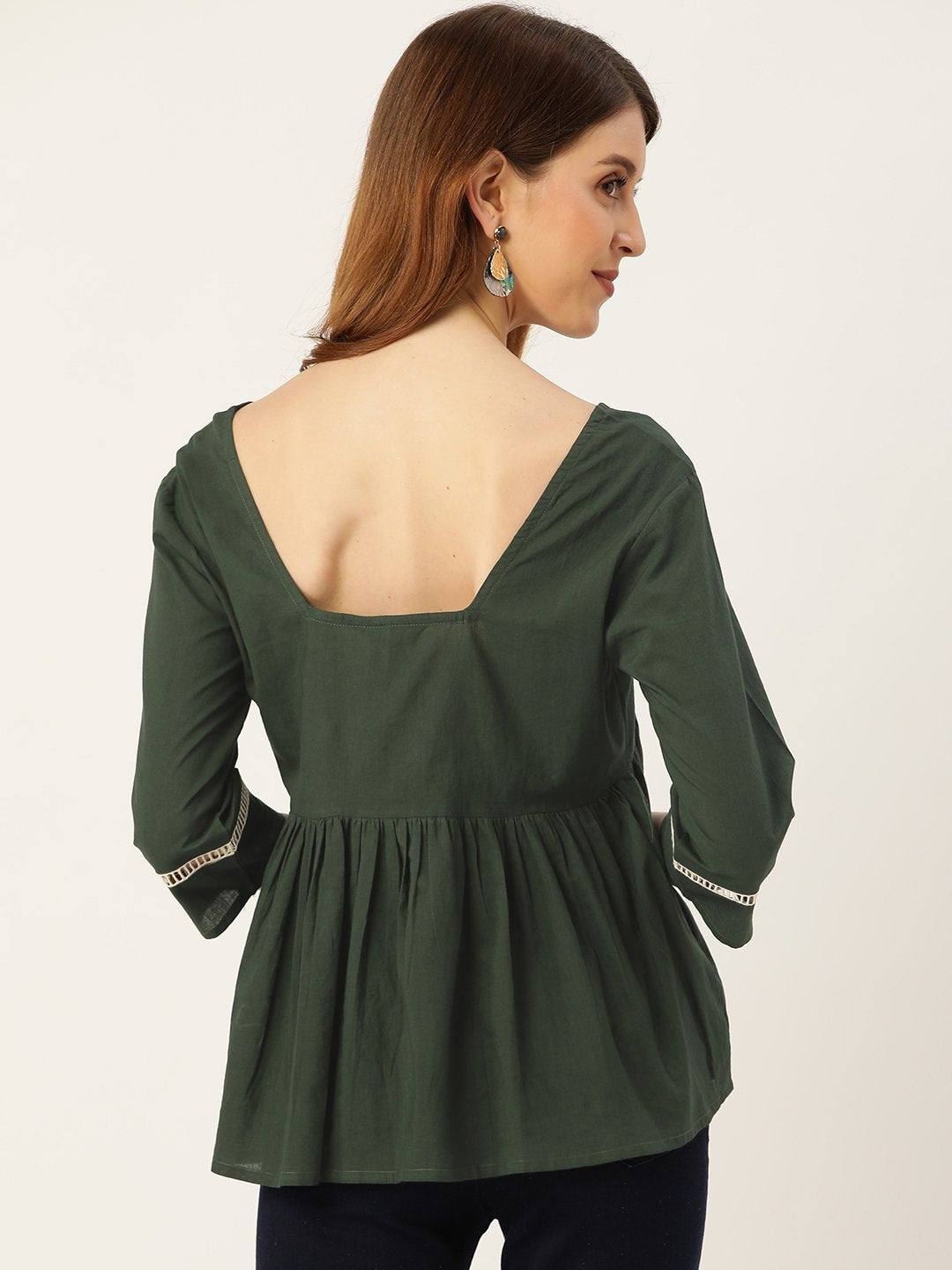 Women Green Peplum Top | LASVINI - Redefining Indian Fashion with Elegance