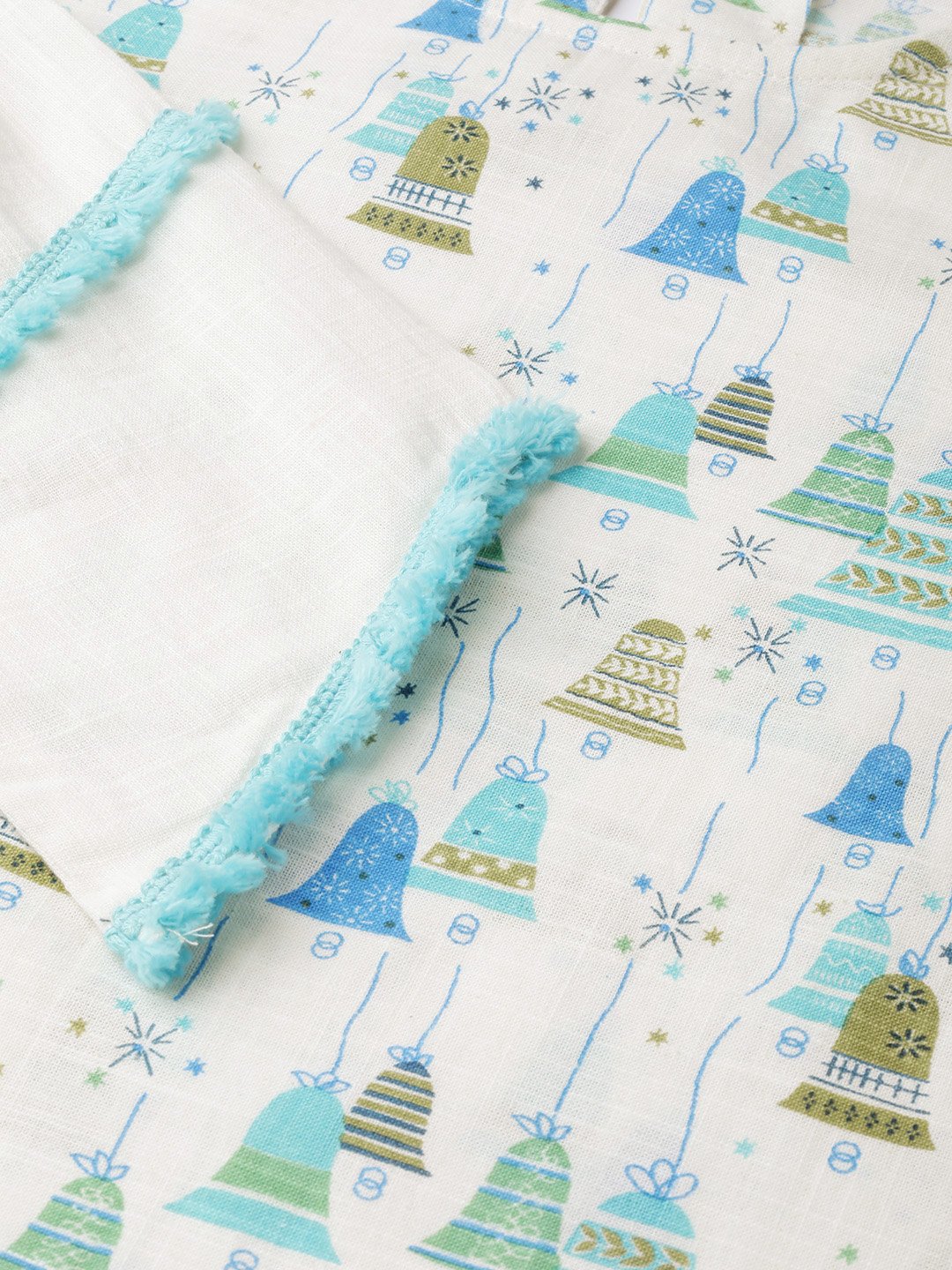 Women White Calf Length Three-Quarter Sleeves Straight Quirky Printed Cotton Kurta | LASVINI - Redefining Indian Fashion with Elegance