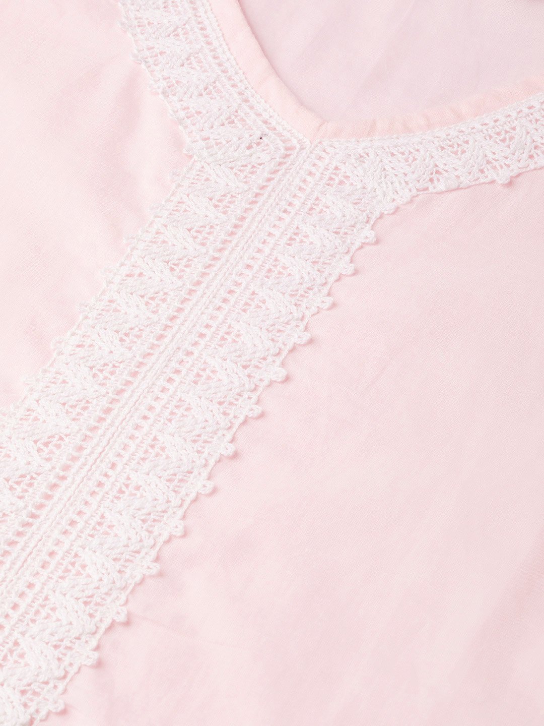 Women Pink Calf Length Three-Quarter Sleeves Straight Solid Solid Cotton Kurta | LASVINI - Redefining Indian Fashion with Elegance