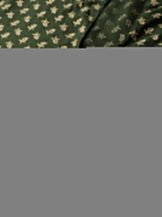 Women Green Floral Printed Mandarin Collar Viscose Rayon Fit And Flare Dress | LASVINI - Redefining Indian Fashion with Elegance