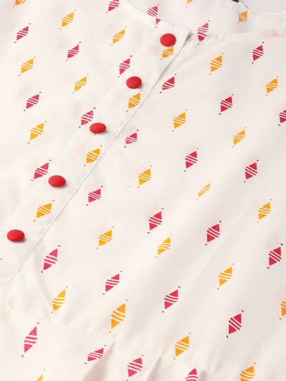 Women White Three-Quarter Sleeves Flared Kurta With Palazzo | LASVINI - Redefining Indian Fashion with Elegance