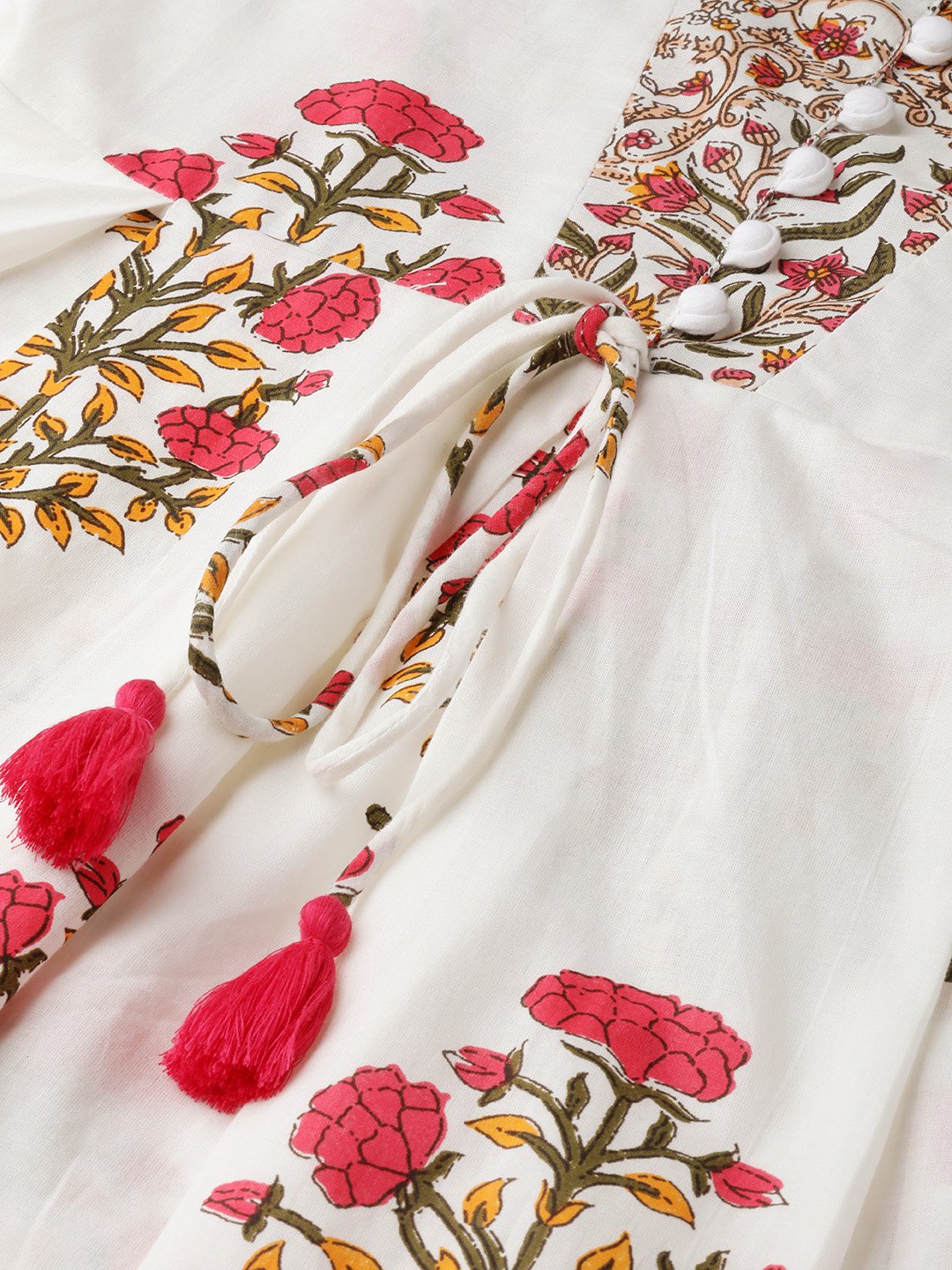 Women White Three-Quarter Sleeves Flared Kurta With Palazzo | LASVINI - Redefining Indian Fashion with Elegance