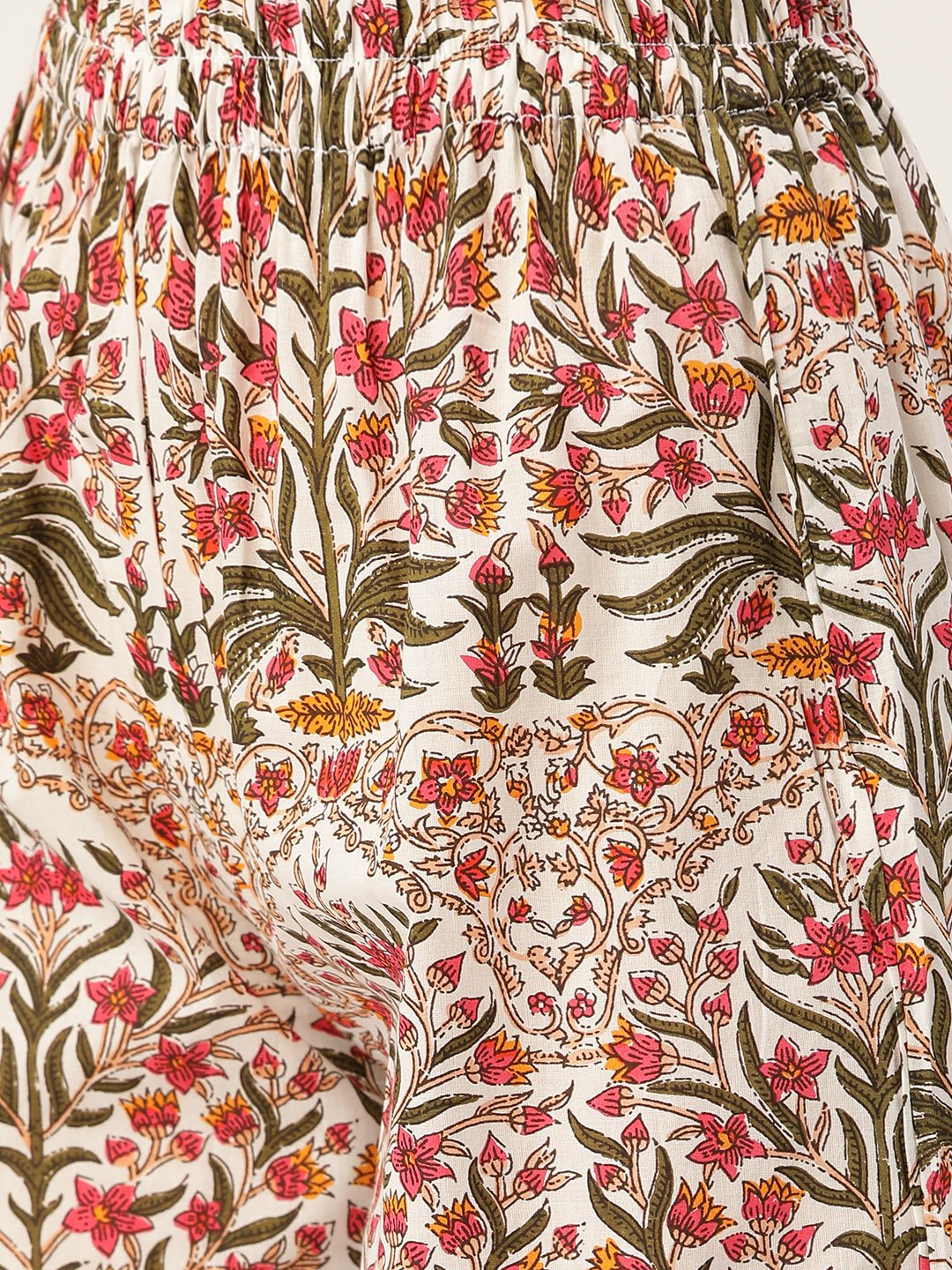 Women White Three-Quarter Sleeves Flared Kurta With Palazzo | LASVINI - Redefining Indian Fashion with Elegance