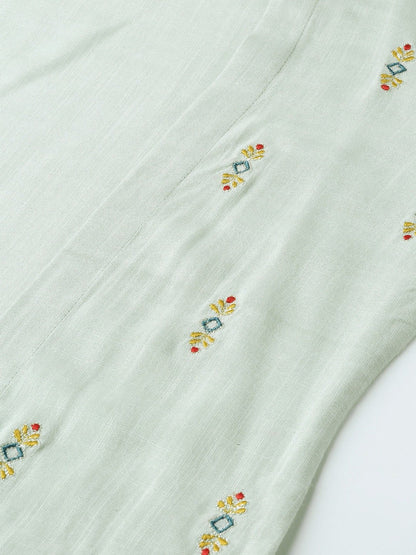 Women Grey Embroidered Top Pant With Shrug Set | LASVINI - Redefining Indian Fashion with Elegance