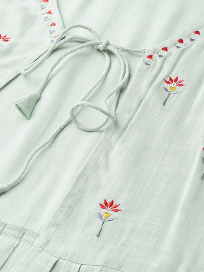 Women Grey Embroidered Top Pant With Shrug Set | LASVINI - Redefining Indian Fashion with Elegance