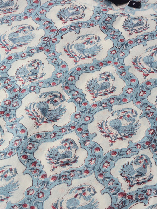 Women Blue Three-Quarter Sleeves Straight Kurta With Palazzo Set | LASVINI - Redefining Indian Fashion with Elegance