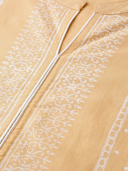 Women Beige & White Printed Kurta With Palazzos | LASVINI - Redefining Indian Fashion with Elegance