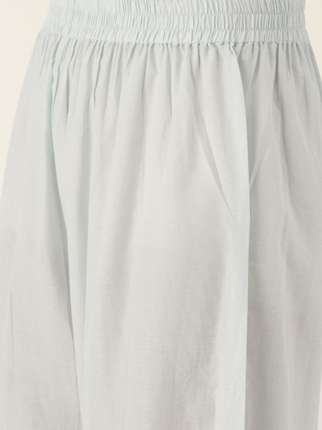 Women Blue Three-Quarter Sleeves Straight Kurta With Palazzo Set | LASVINI - Redefining Indian Fashion with Elegance