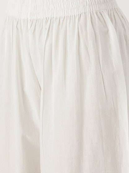 Women Grey Three-Quarter Sleeves Straight Kurta With Palazzo Set | LASVINI - Redefining Indian Fashion with Elegance