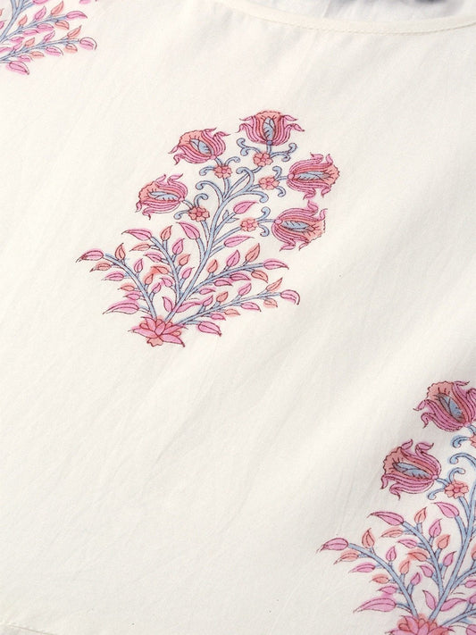 Women White Three-Quarter Sleeves Flared Kurta With Palazzo Set | LASVINI - Redefining Indian Fashion with Elegance