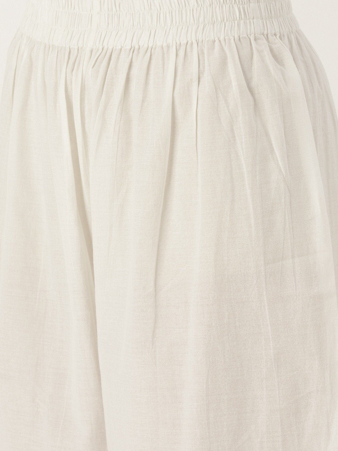 Women White Three-Quarter Sleeves Straight Kurta With Palazzo Set | LASVINI - Redefining Indian Fashion with Elegance