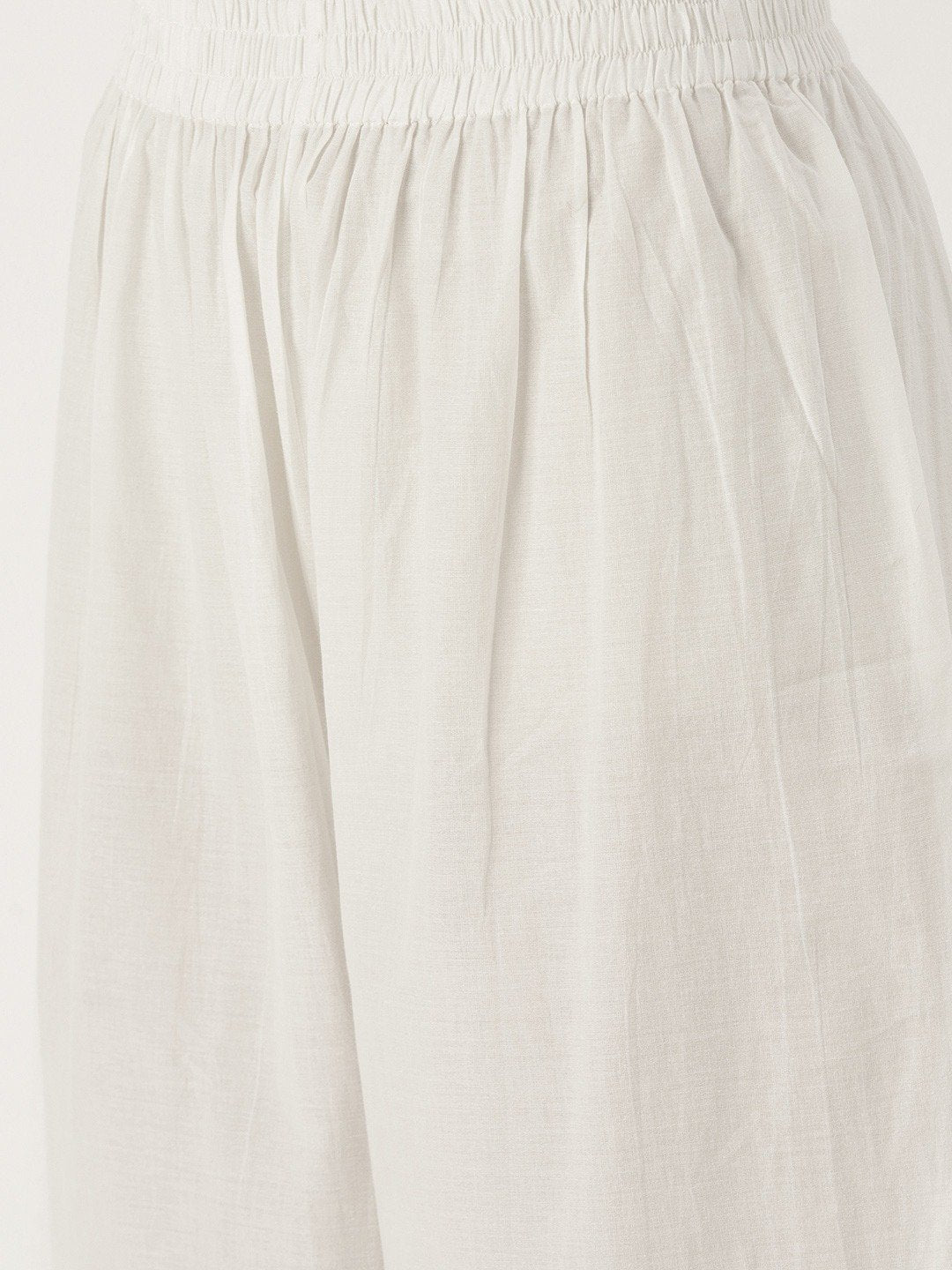 Women White Three-Quarter Sleeves Straight Kurta With Palazzo Set | LASVINI - Redefining Indian Fashion with Elegance