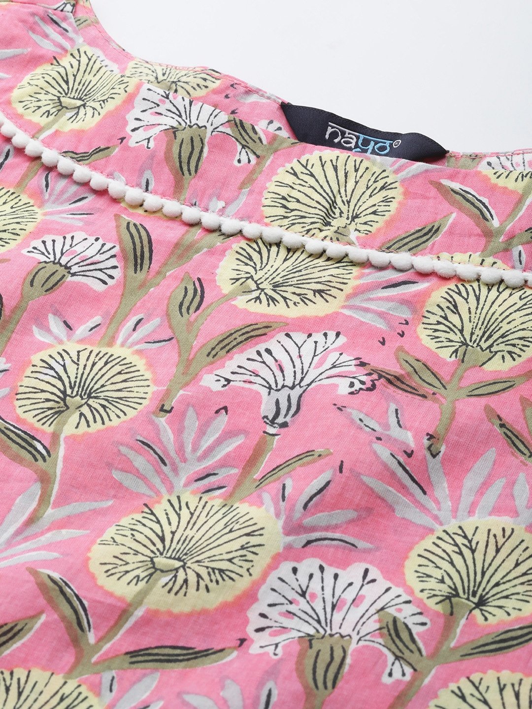 Women Pink & White Printed Kurta With Palazzos | LASVINI - Redefining Indian Fashion with Elegance