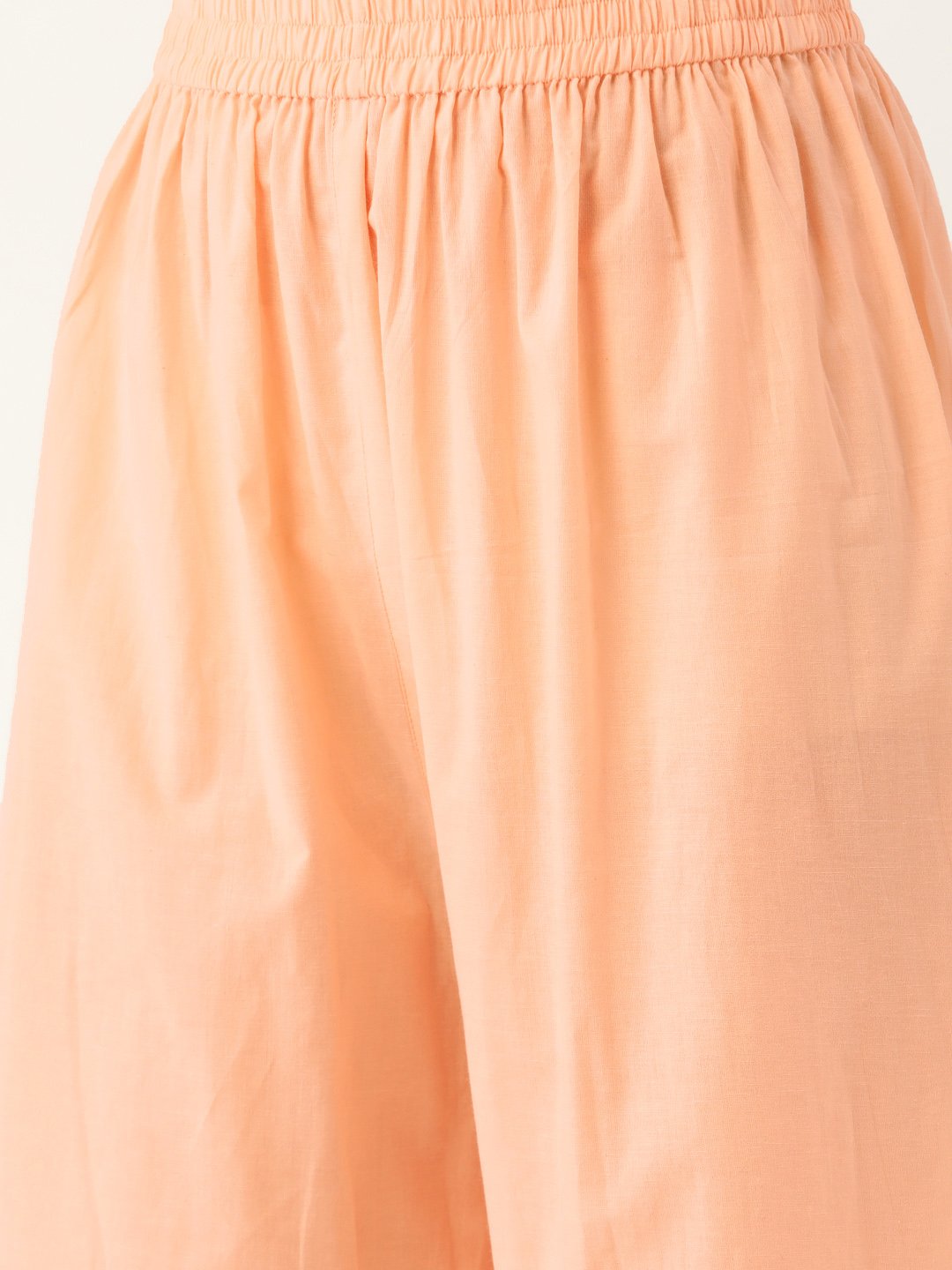 Women Peach-Coloured & Red Printed Kurta With Palazzos | LASVINI - Redefining Indian Fashion with Elegance